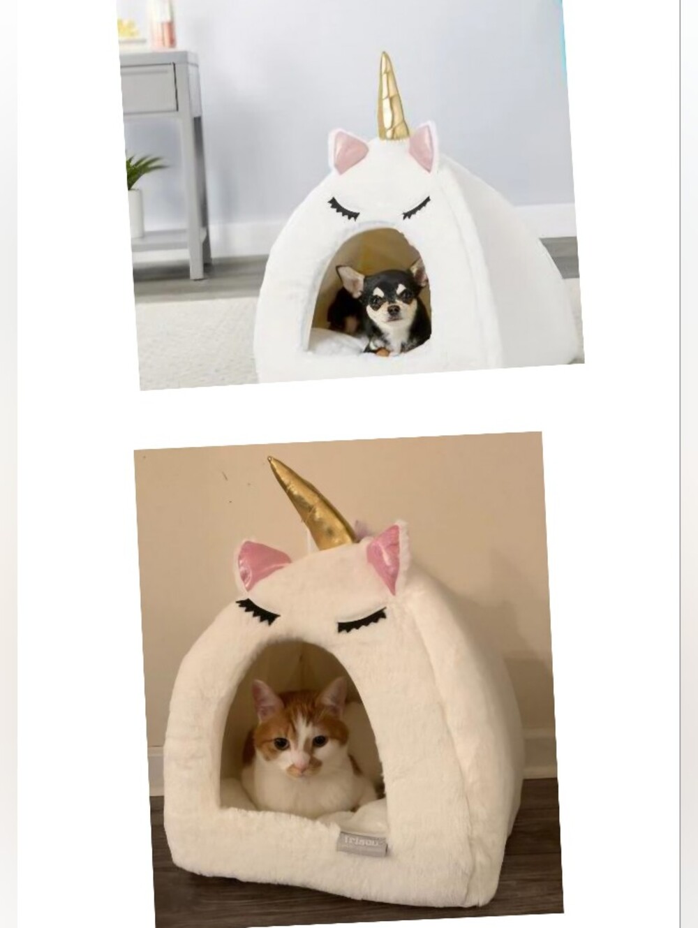 Frisco by Chewy Unicorn Covered Plush Hooded Cave Bed Cats Or Small Dogs